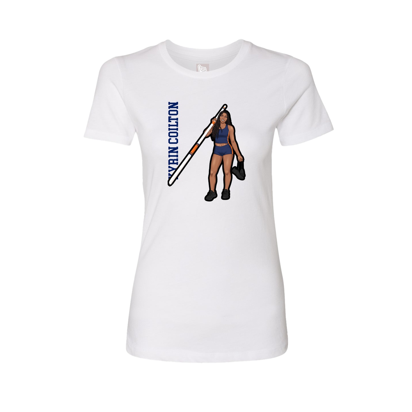 Fitted Women's Tee — Name Vertical in White
