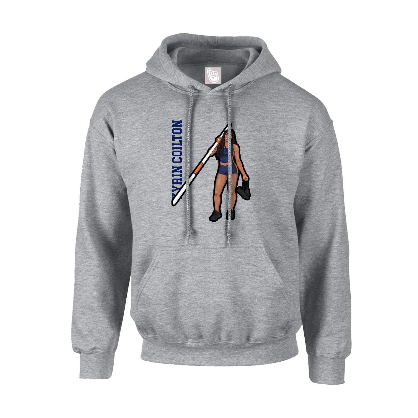Hoodie — Name Vertical in Grey