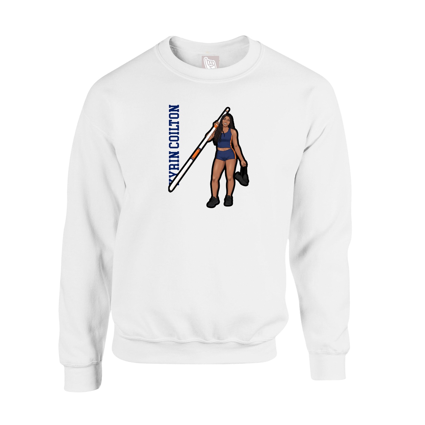 Fleece Crew — Name Vertical in White