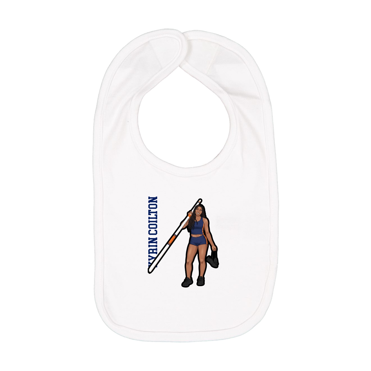 Infant Bib — Name Vertical in White