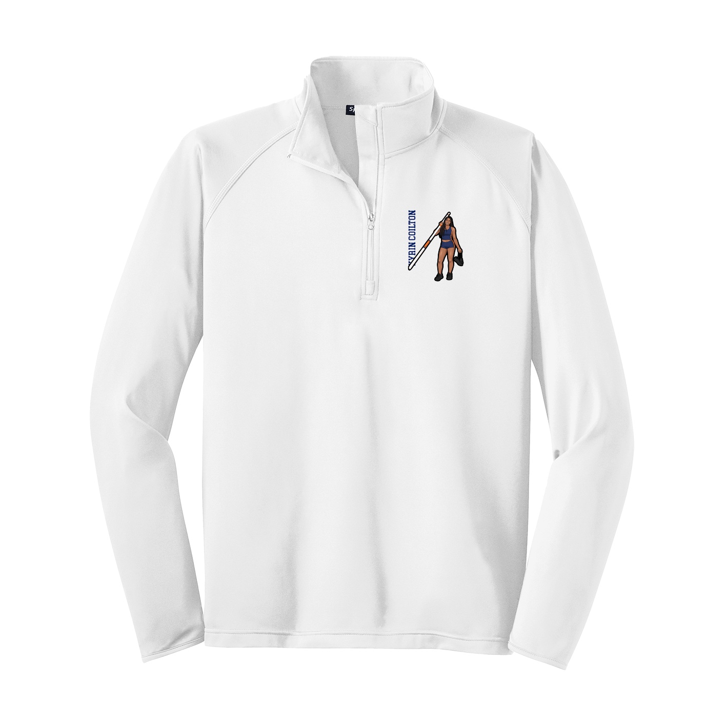 Q-Zip Pullover — Name Vertical in White