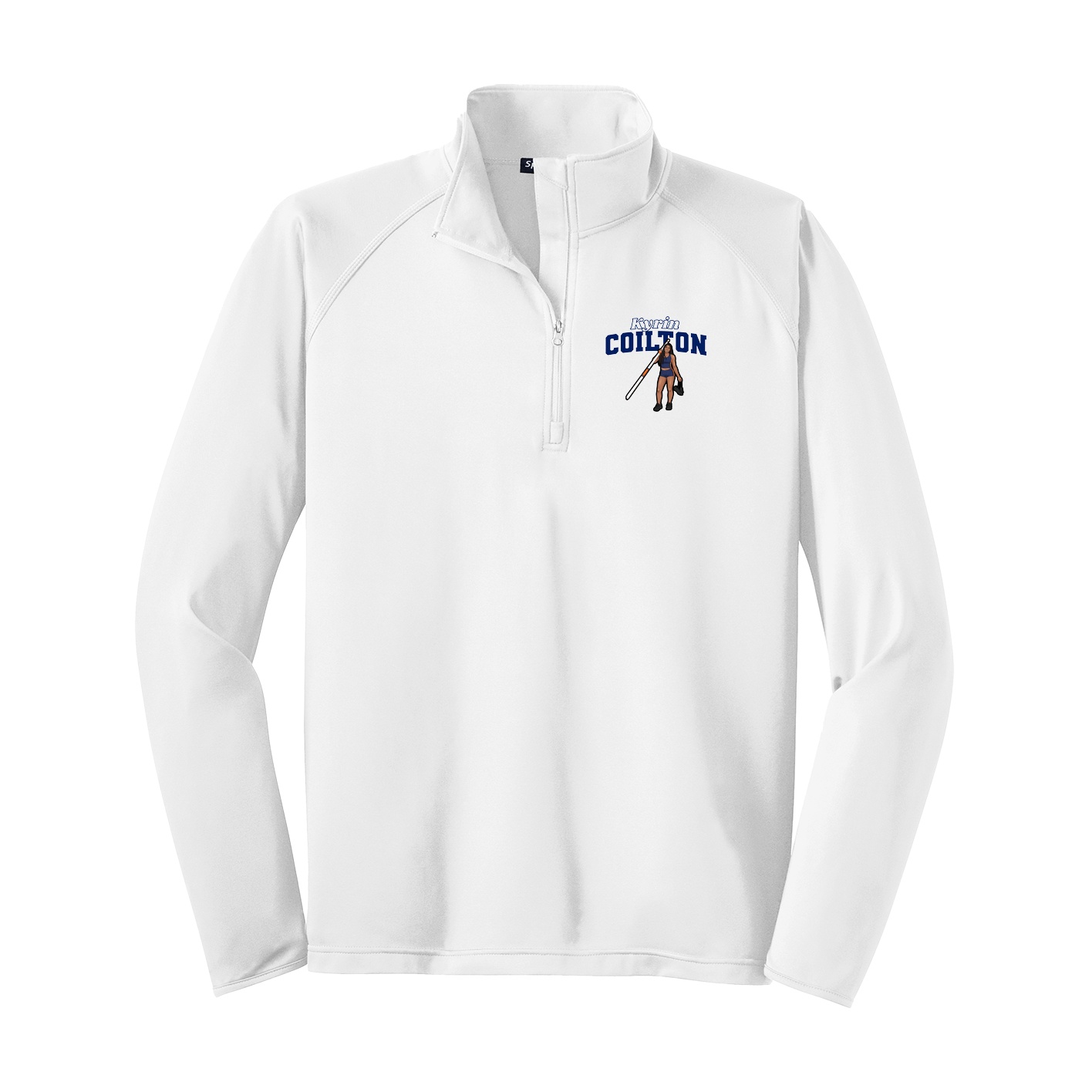 Q-Zip Pullover — Name Arch in White