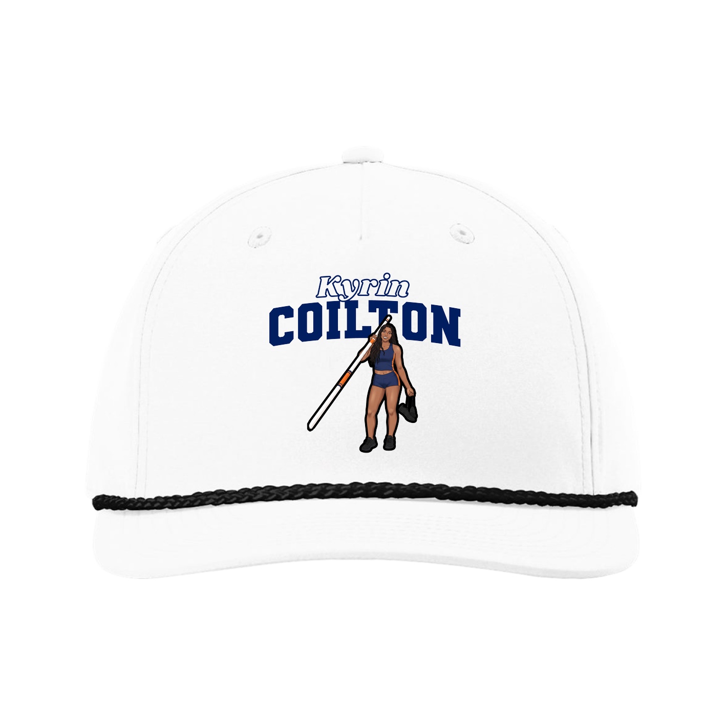 Five-Panel Classic Rope Cap — Name Arch in White