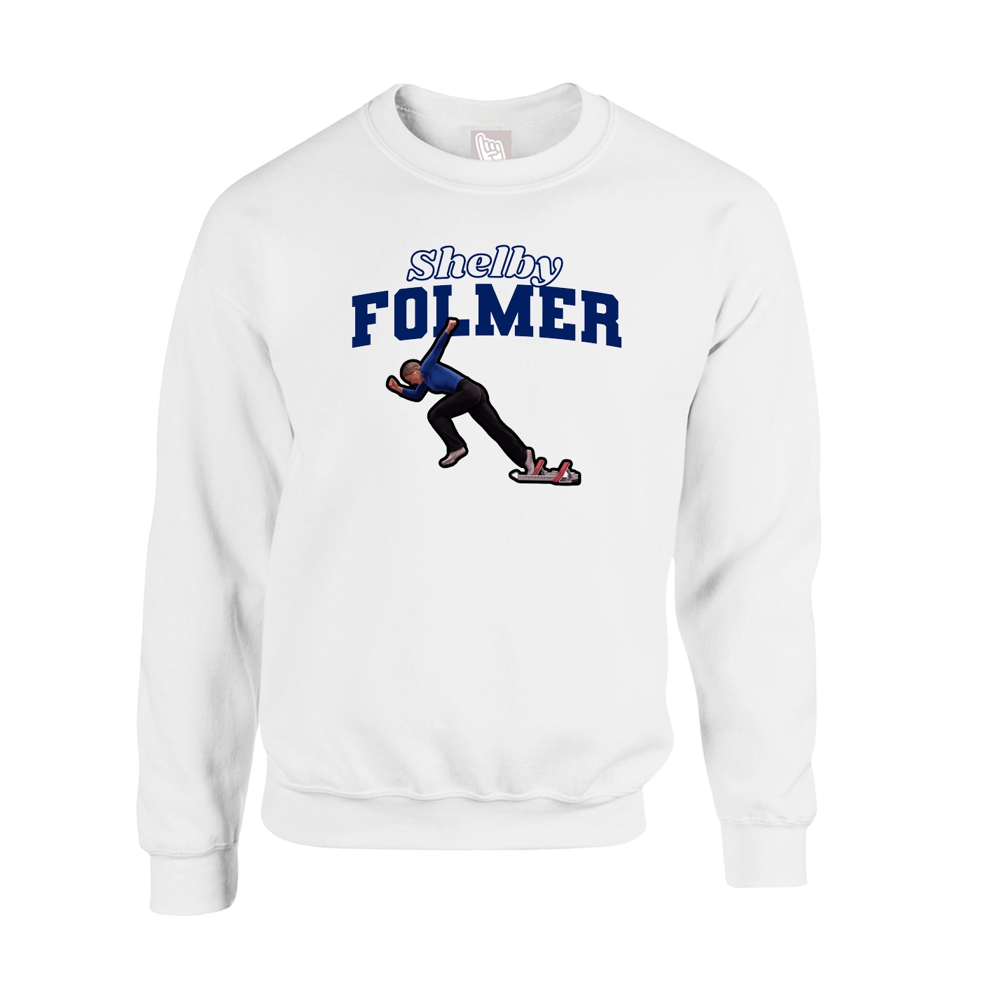Fleece Crew — Name Arch in White