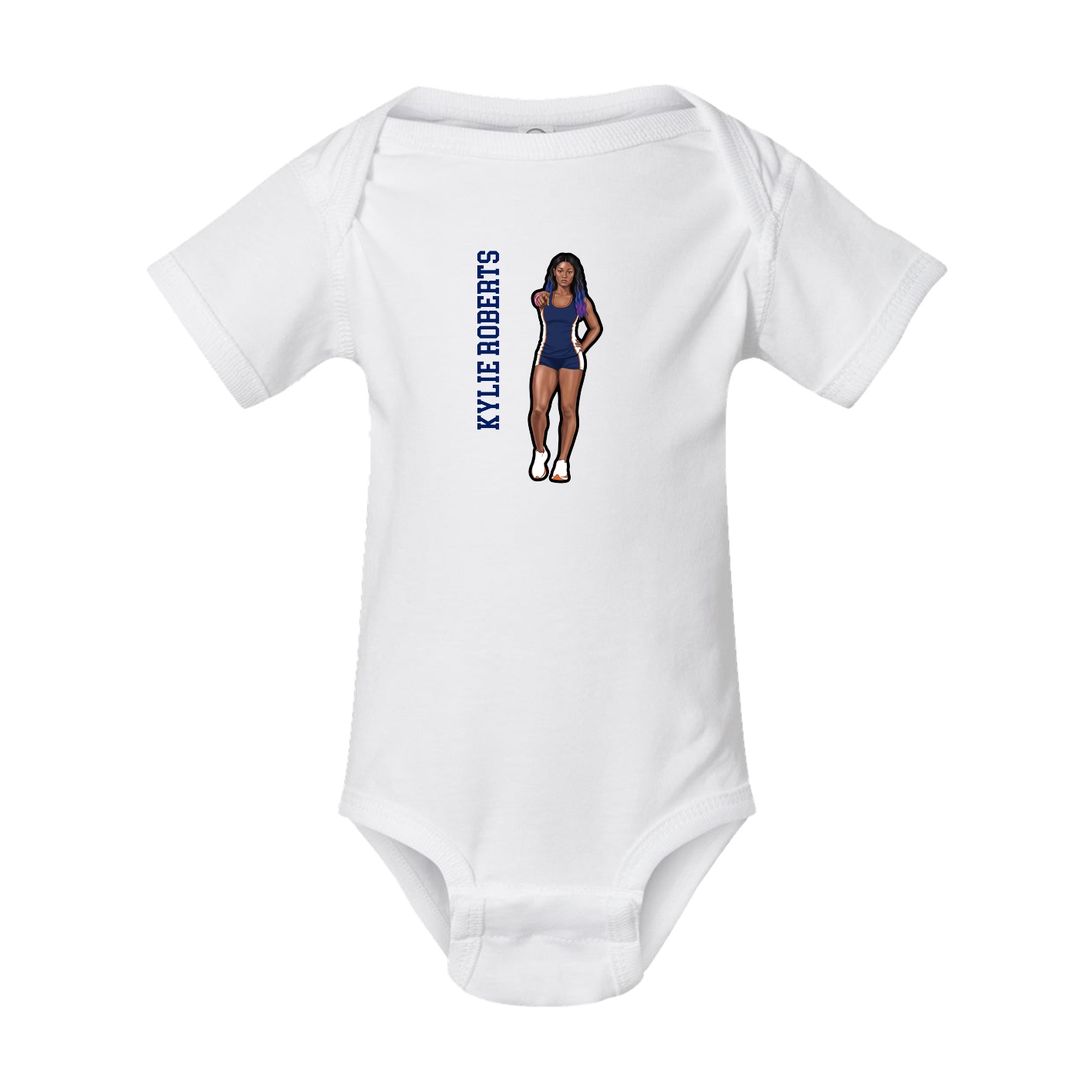 Baby Onesie — Name Vertical in White