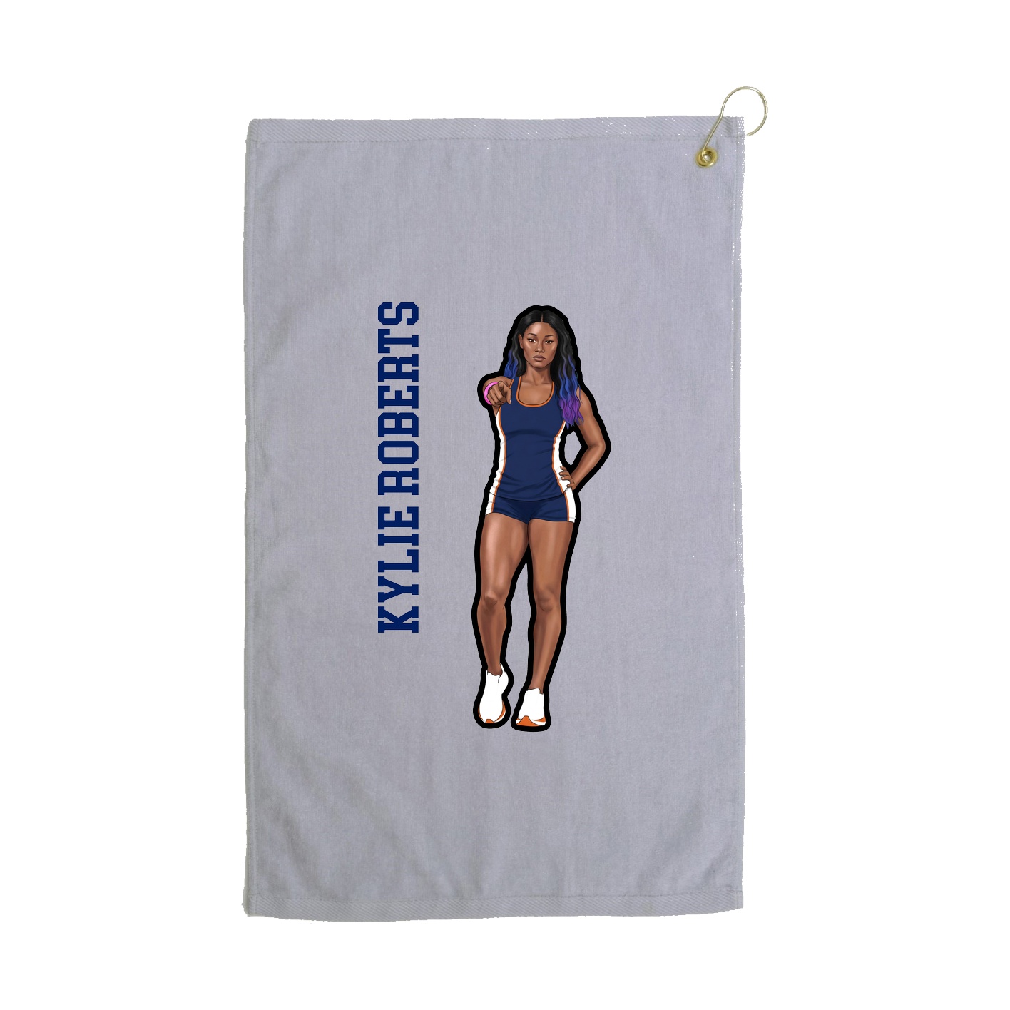 Golf Towel — Name Vertical in Grey