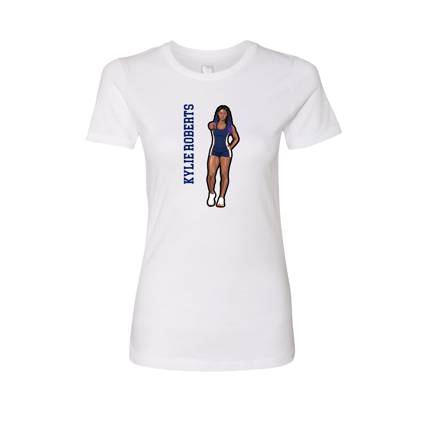 Fitted Women's Tee — Name Vertical in White