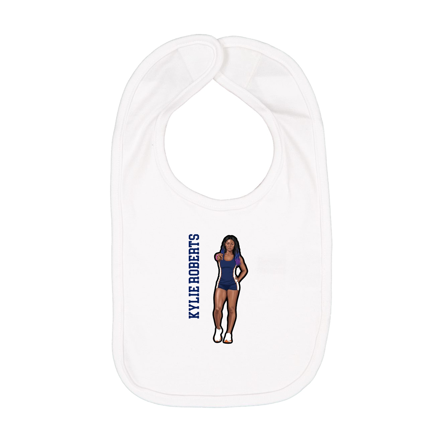 Infant Bib — Name Vertical in White