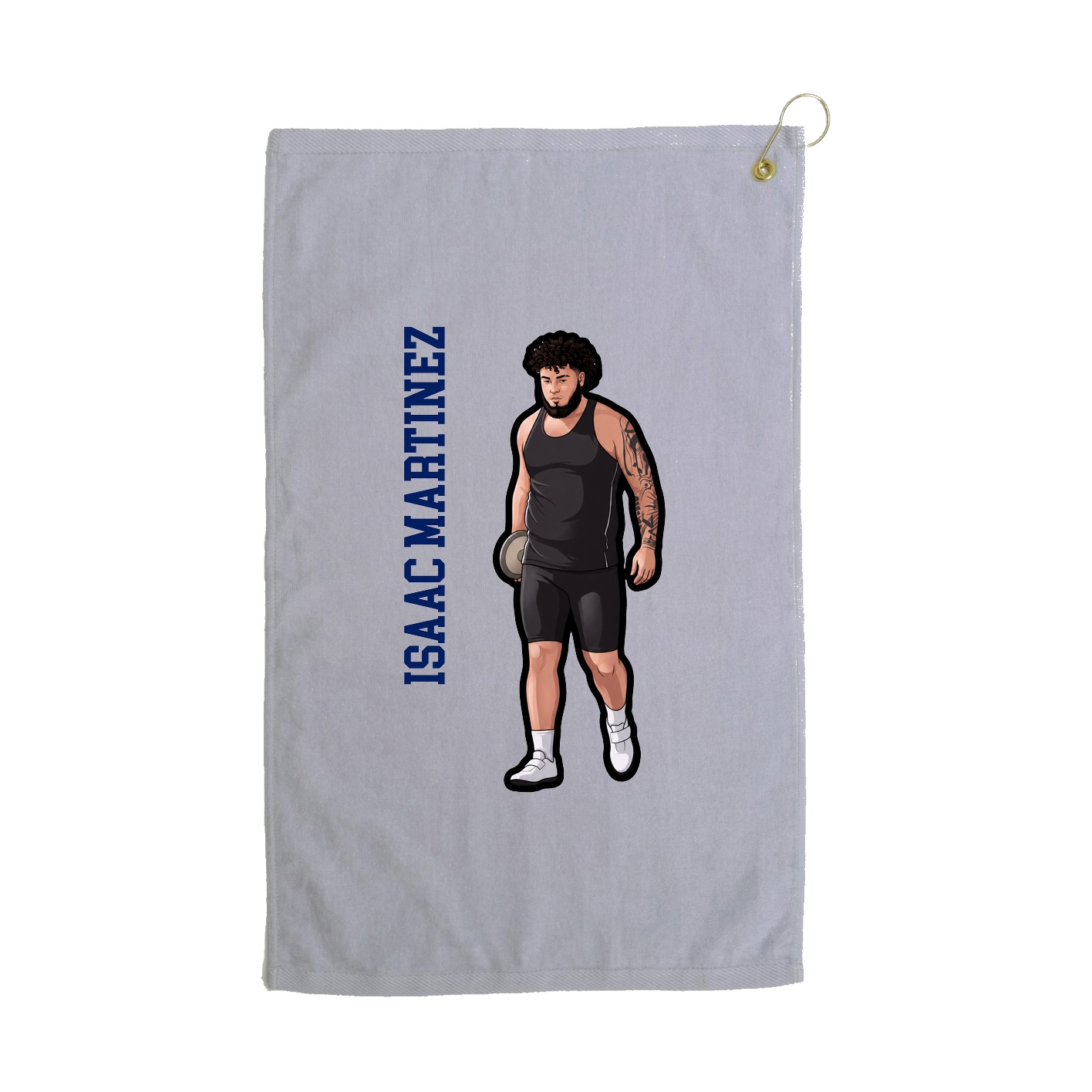 Golf Towel — Name Vertical in Grey