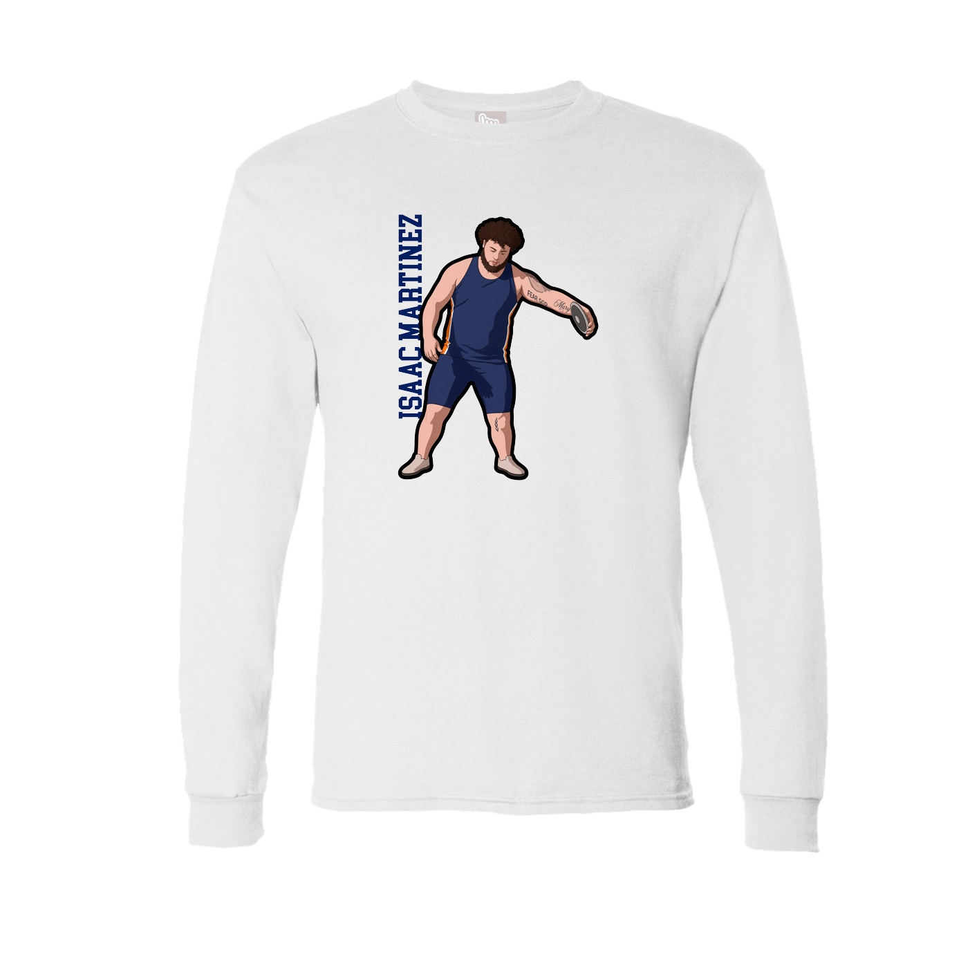 Long Sleeve Tee — Name Vertical in White