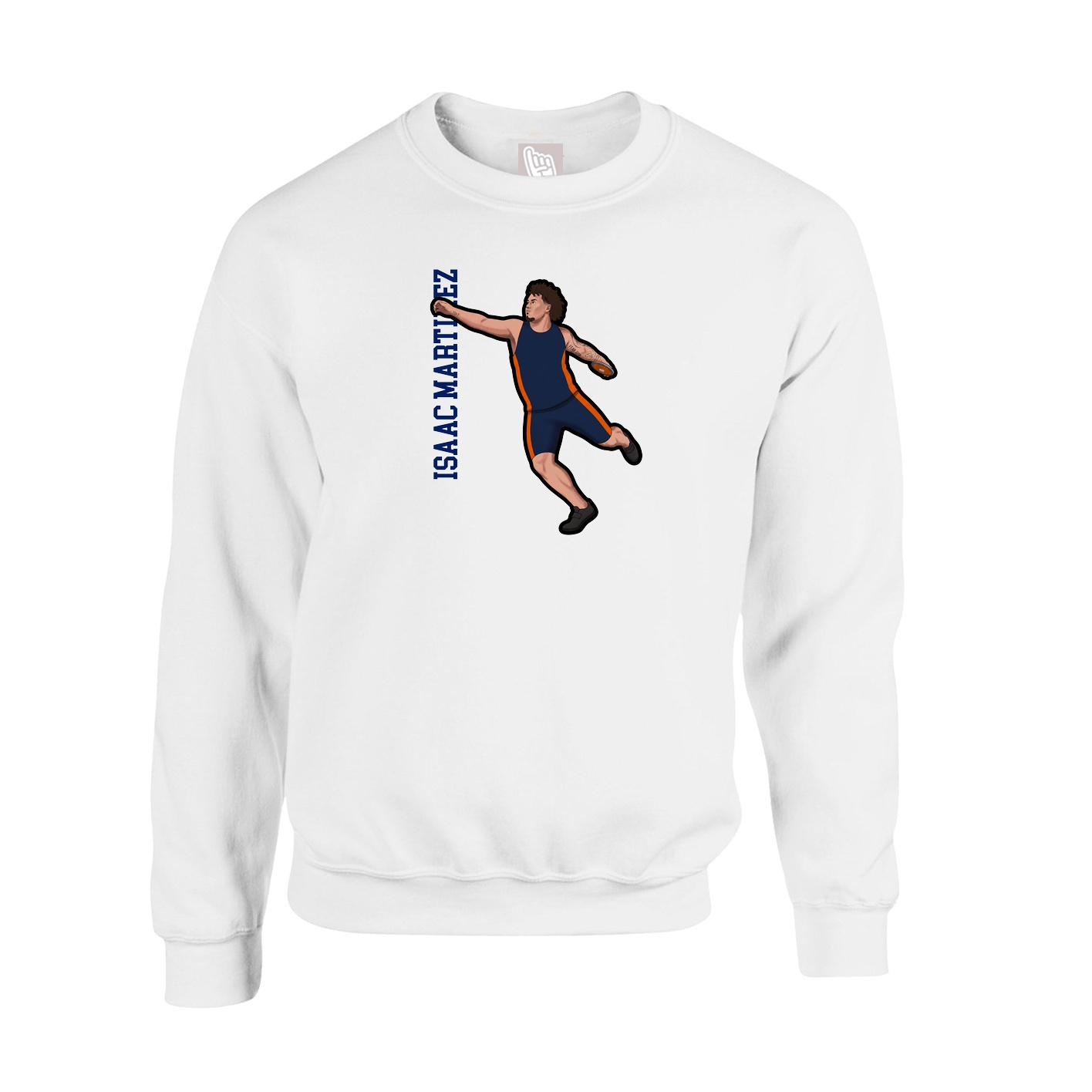 Fleece Crew — Name Vertical in White