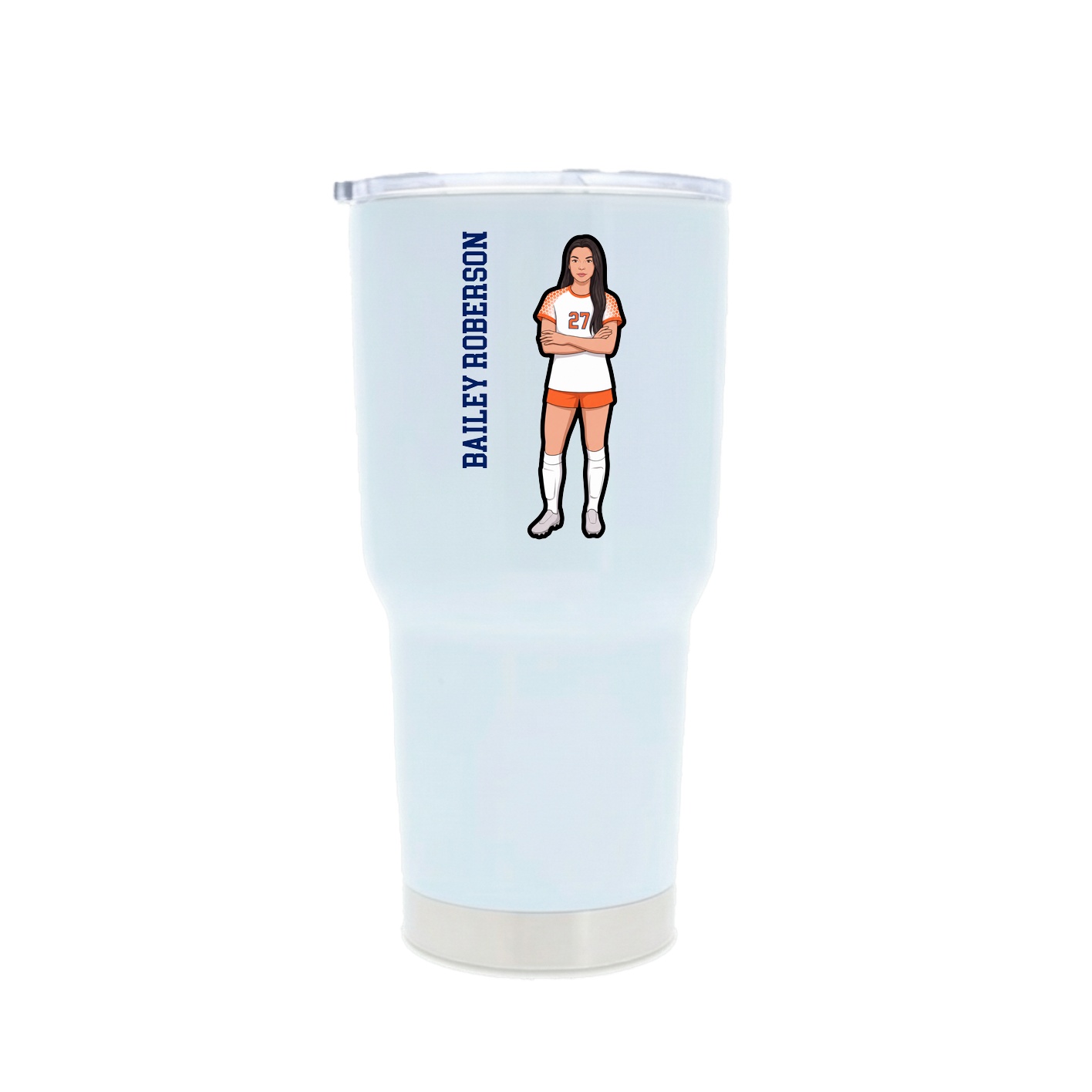 30oz Stainless Steel Tumbler — Name Vertical in White