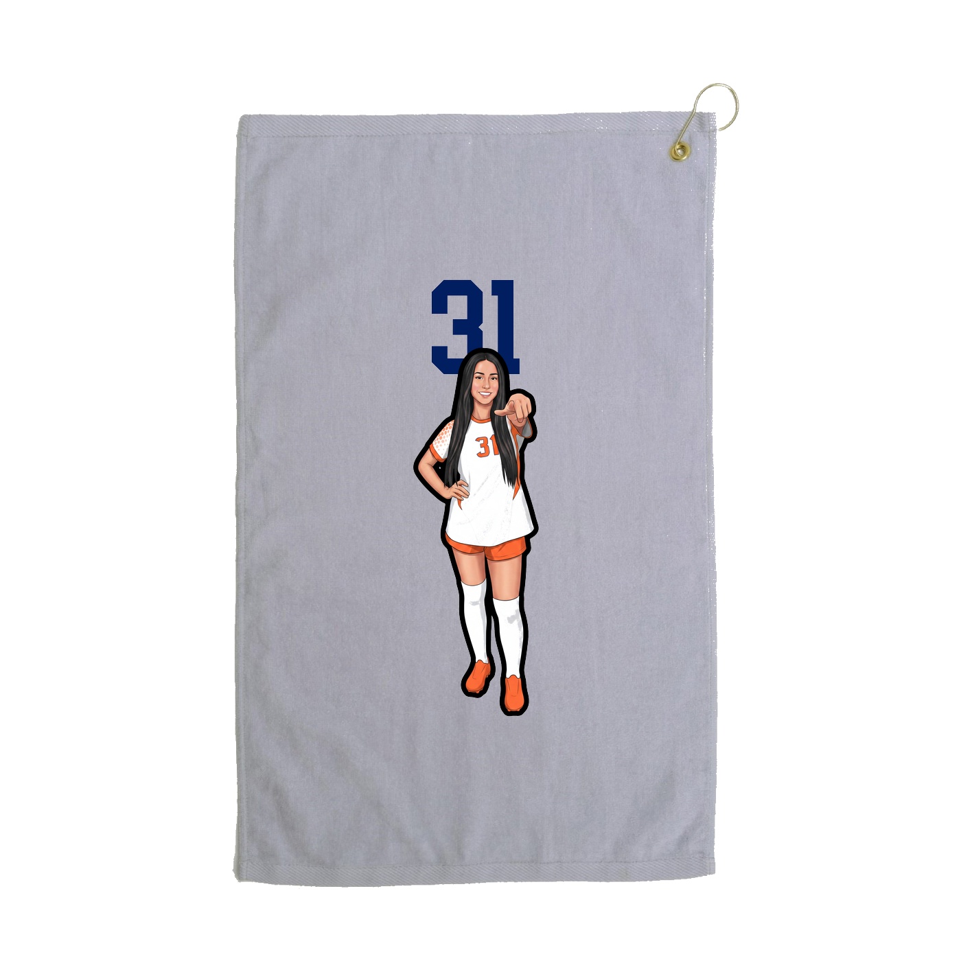 Golf Towel — Number Top in Grey