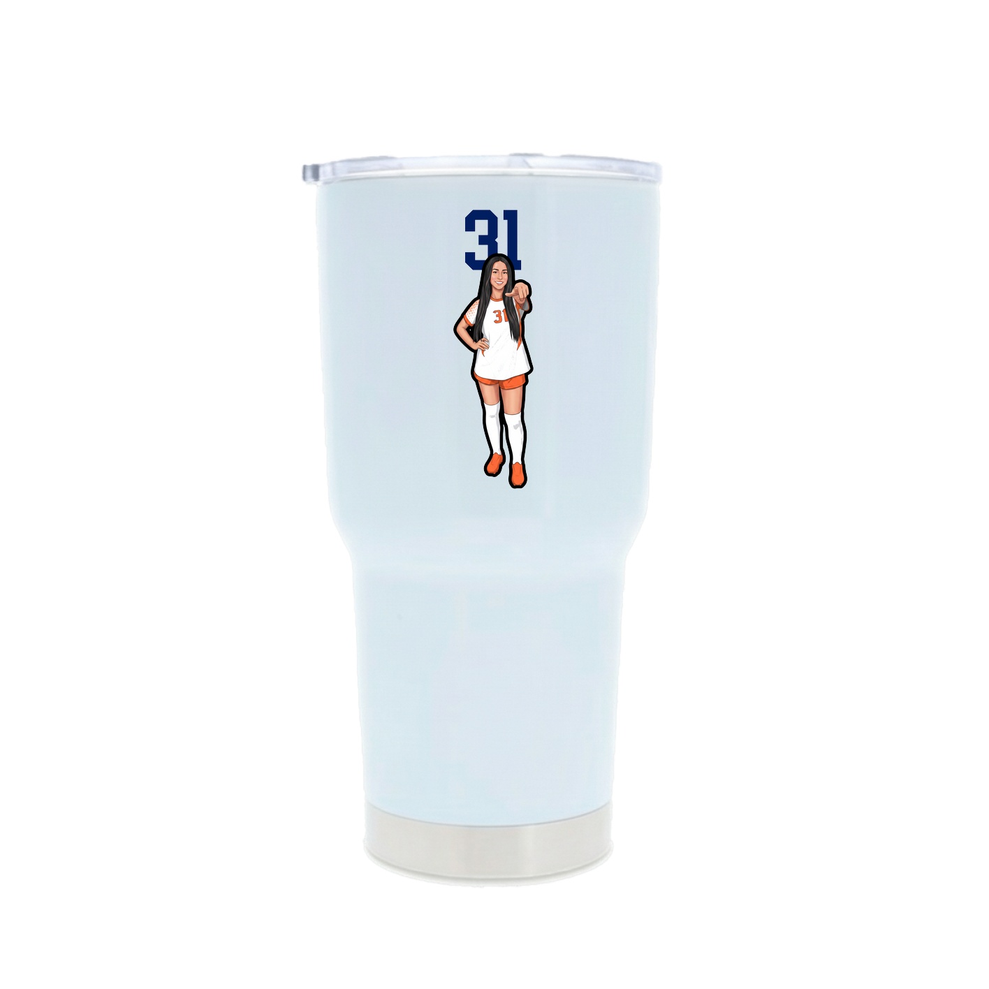 30oz Stainless Steel Tumbler — Number Top in White