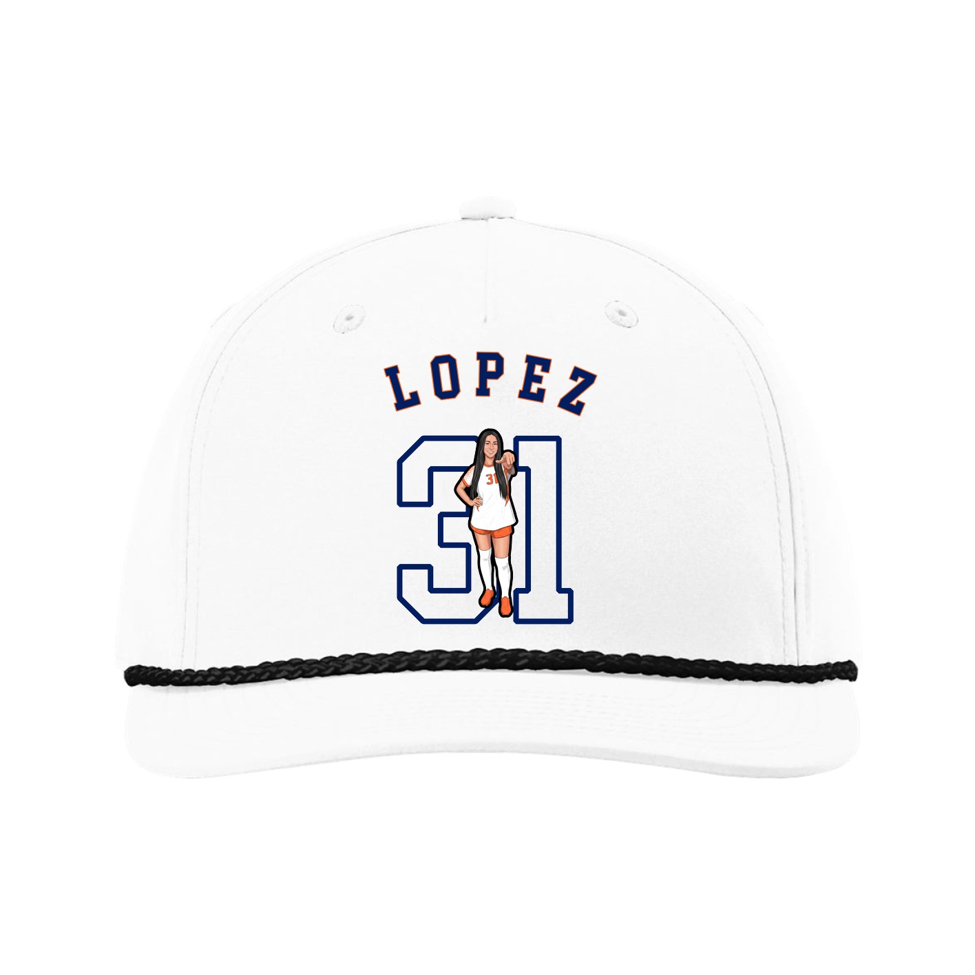 Five-Panel Classic Rope Cap — Shirsey Arch in White