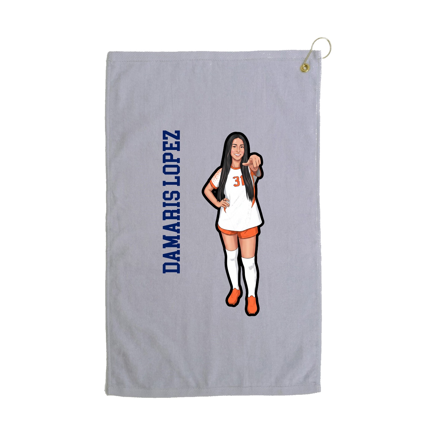 Golf Towel — Name Vertical in Grey