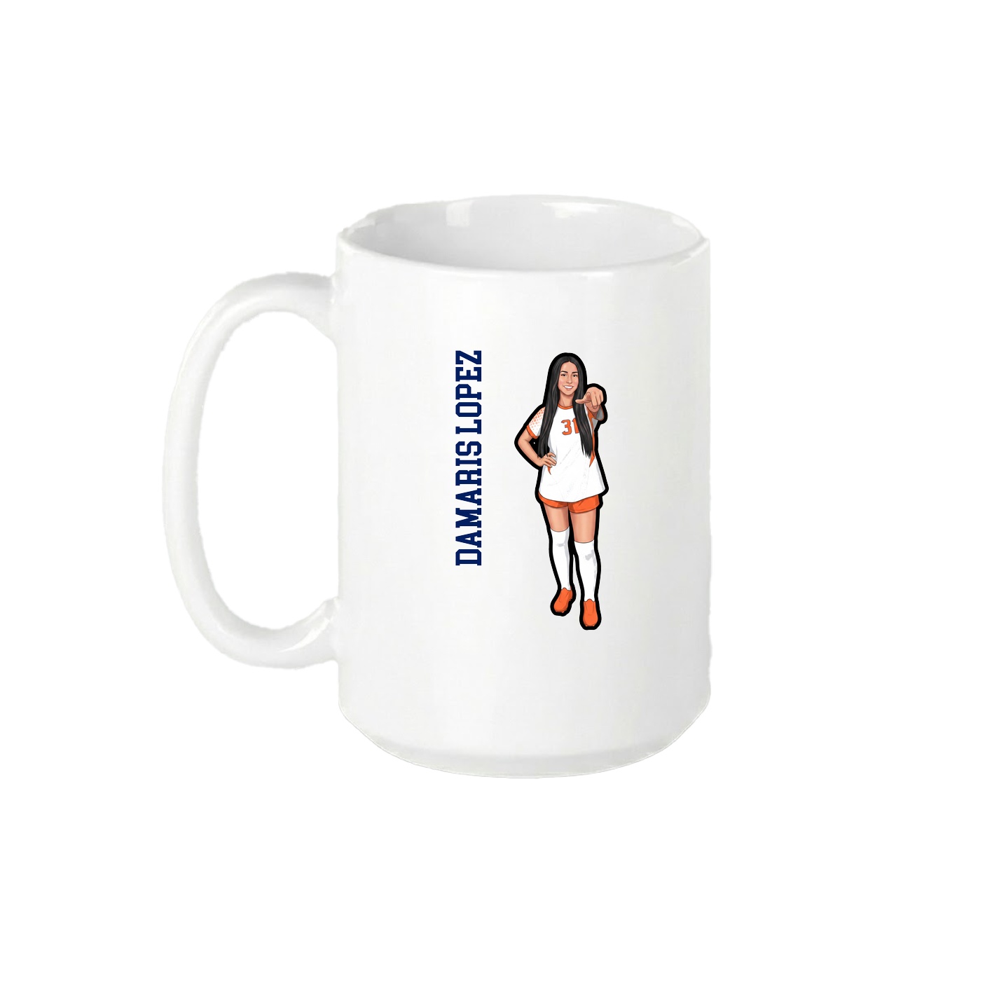 15oz Coffee Mug — Name Vertical in White