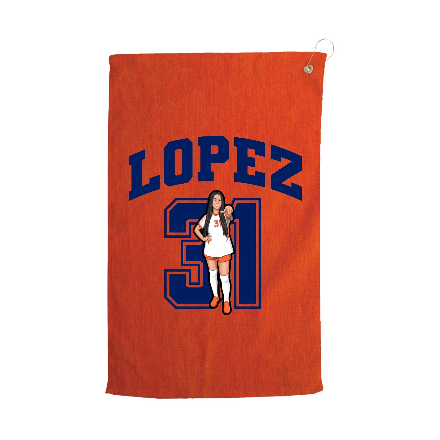 Golf Towel — Number in Orange