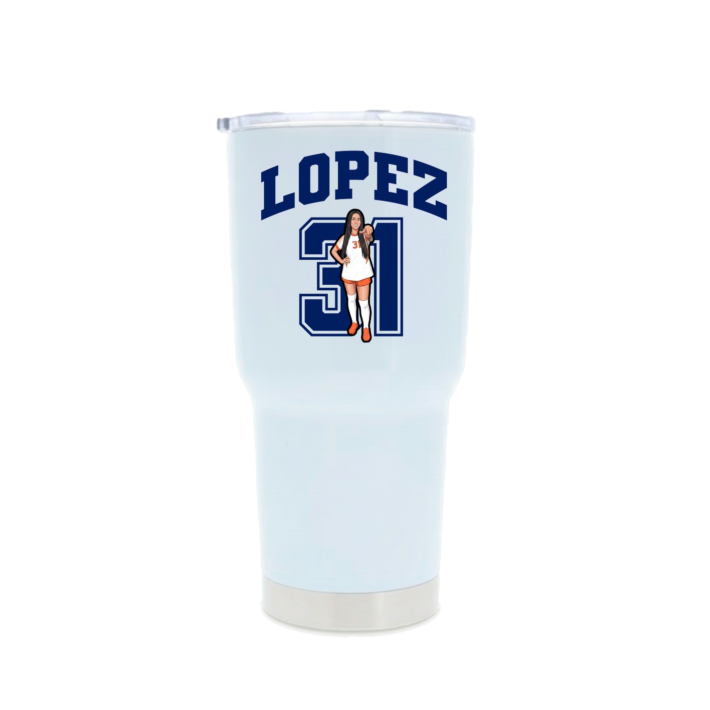 30oz Stainless Steel Tumbler — Number in White