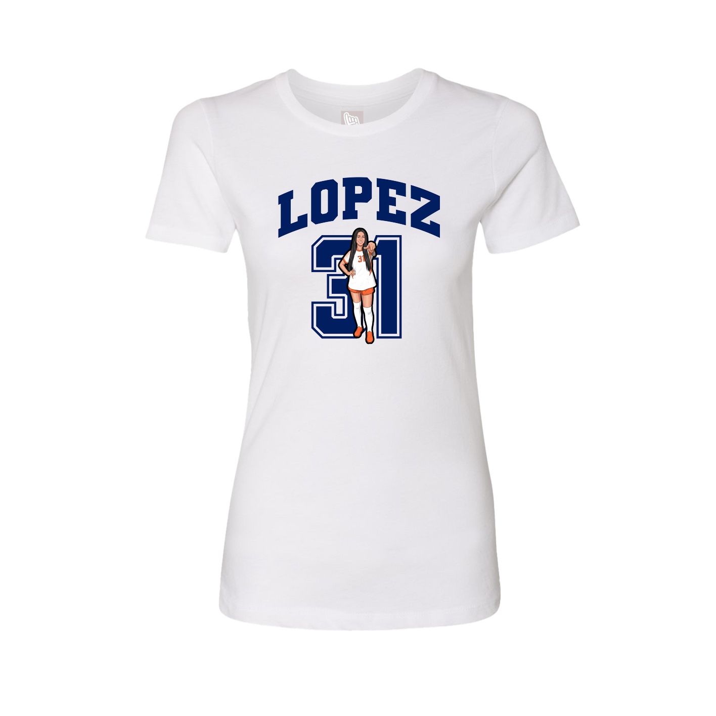 Fitted Women's Tee — Number in White