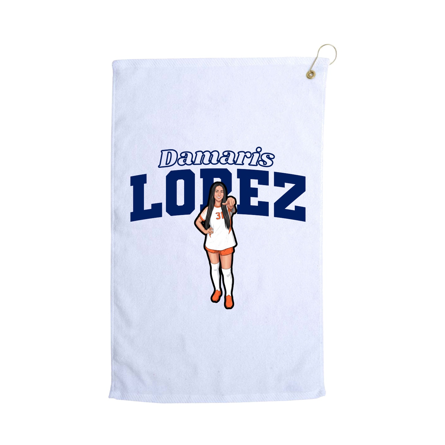 Golf Towel — Name Arch in White