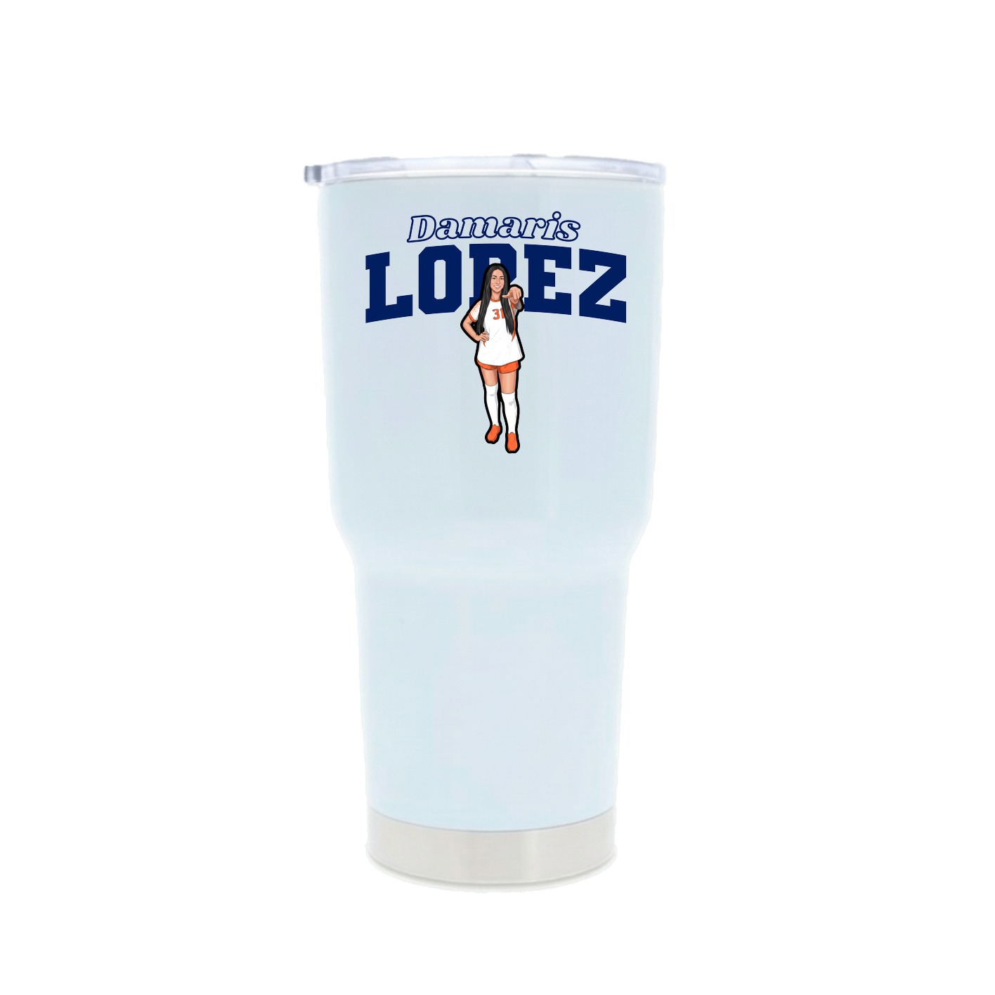 30oz Stainless Steel Tumbler — Name Arch in White