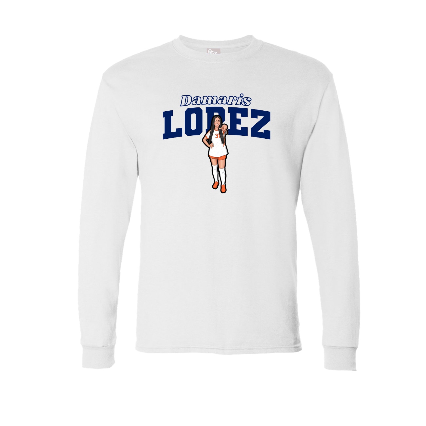 Long Sleeve Tee — Name Arch in White