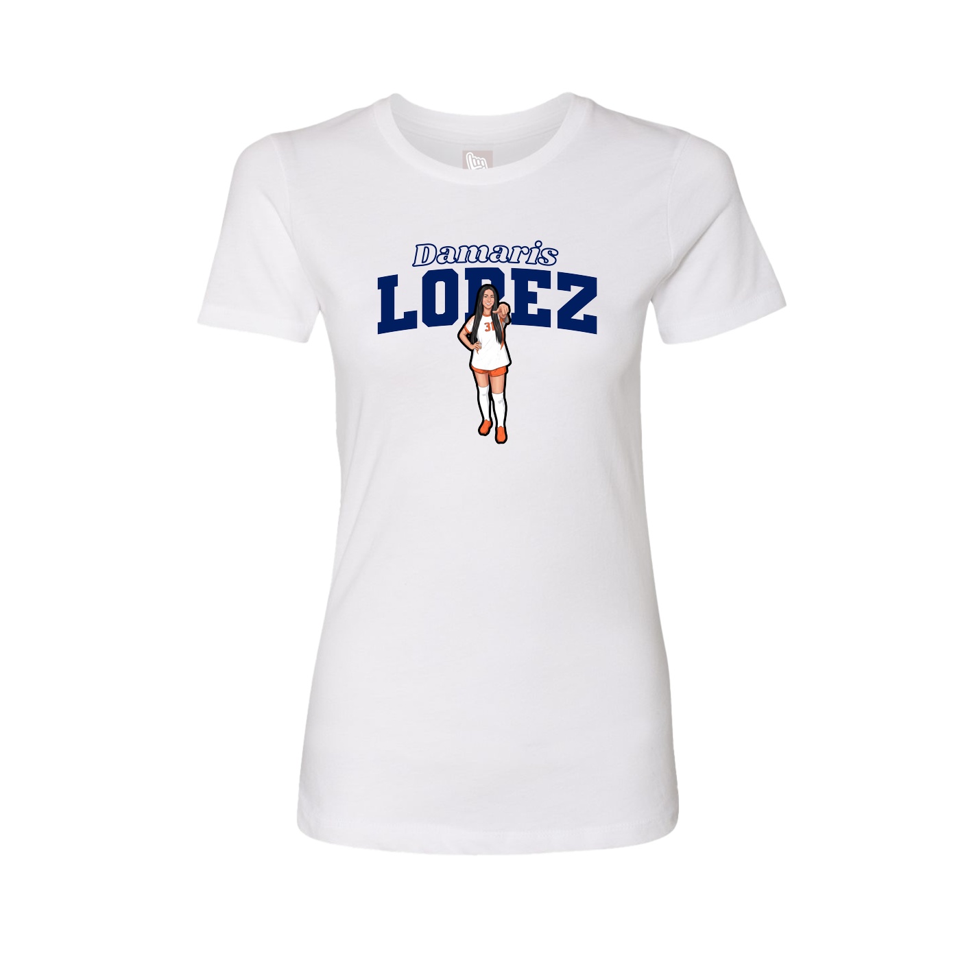 Fitted Women's Tee — Name Arch in White