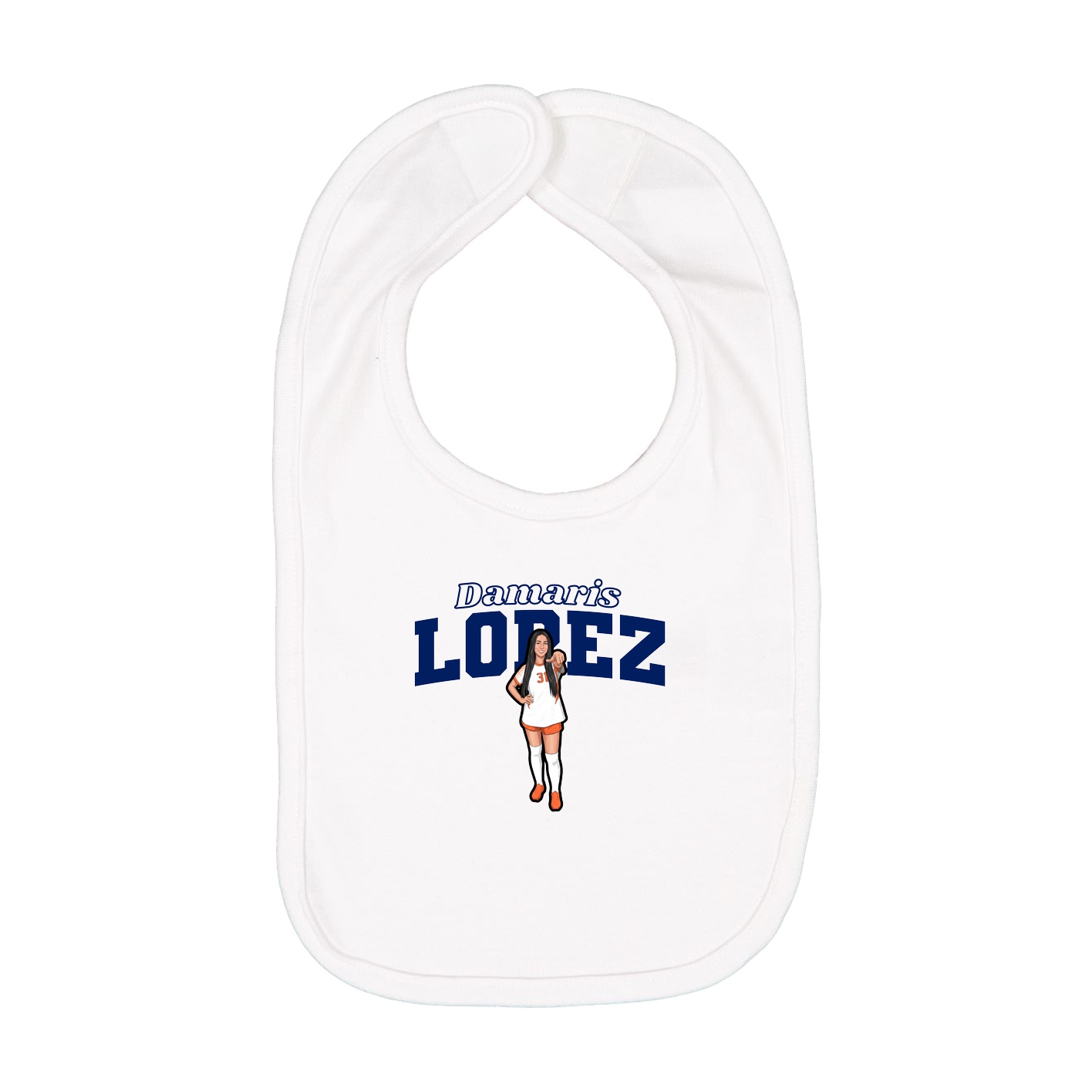 Infant Bib — Name Arch in White