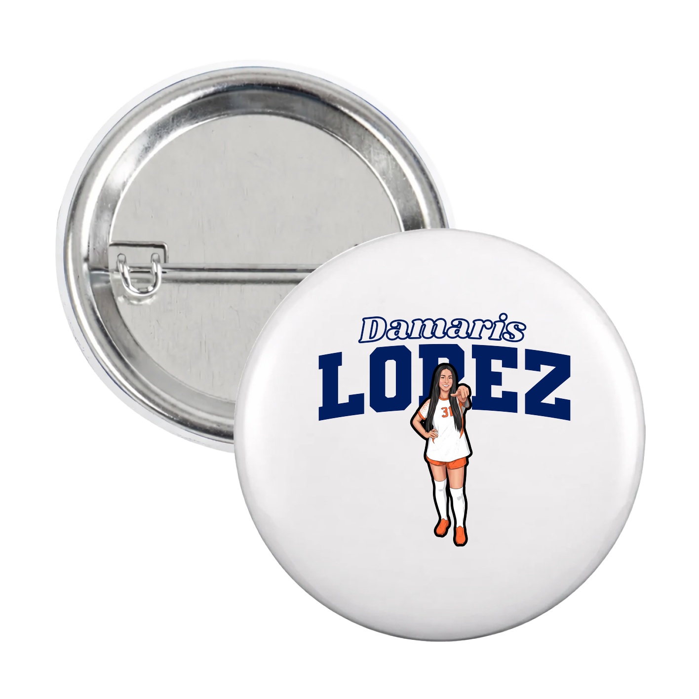 Game Day Button — Name Arch in White