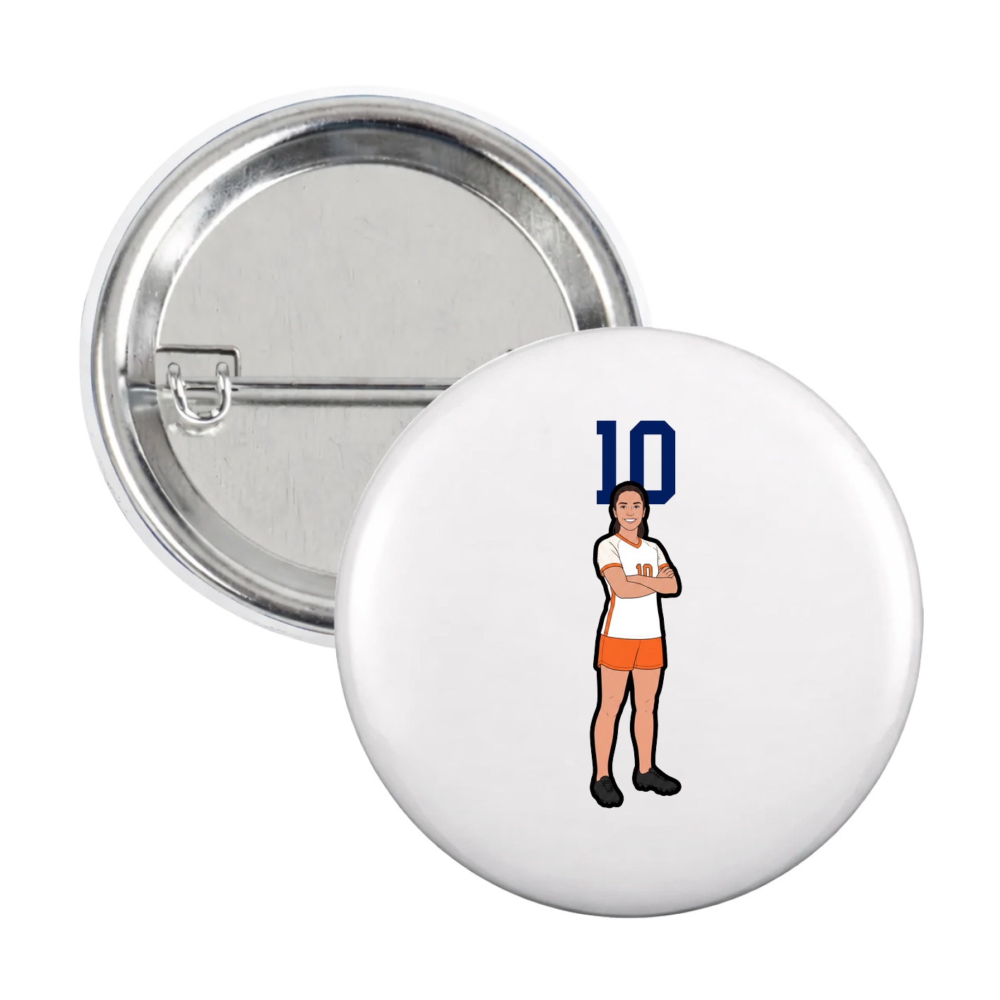 Game Day Button — Number Top in White