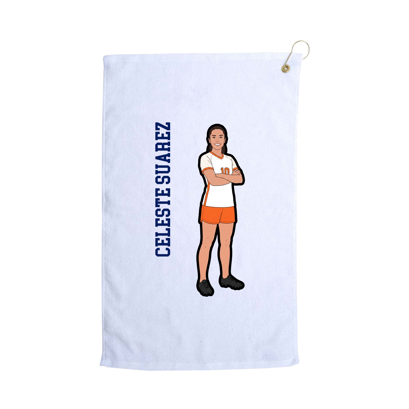Golf Towel — Name Vertical in White