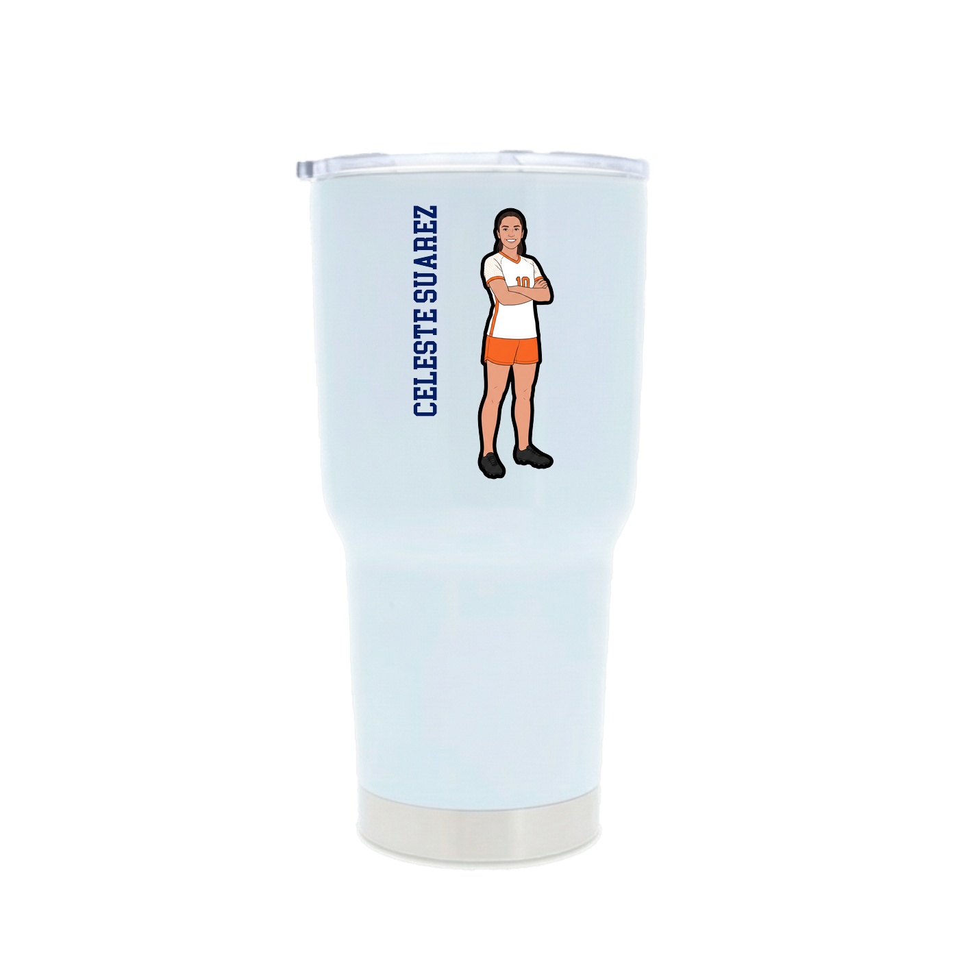 30oz Stainless Steel Tumbler — Name Vertical in White