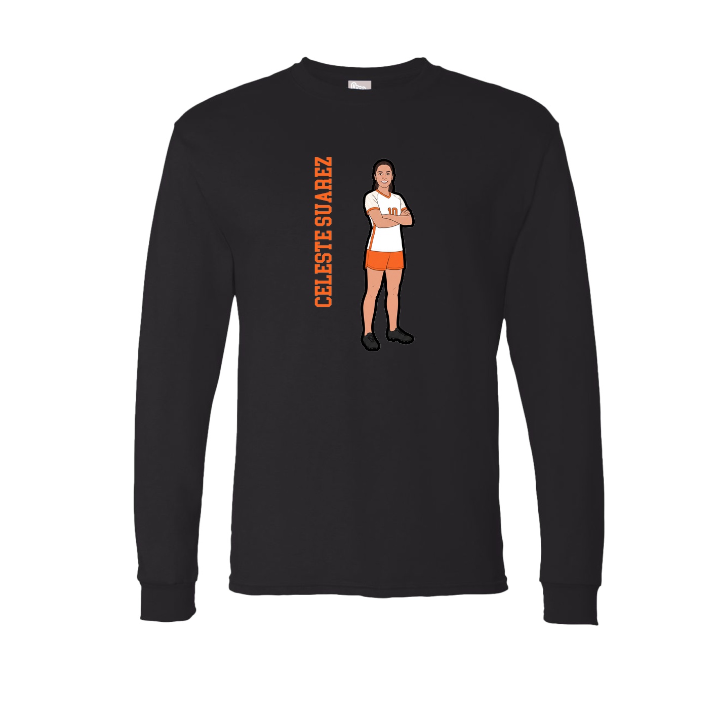 Long Sleeve Tee — Name Vertical in Black