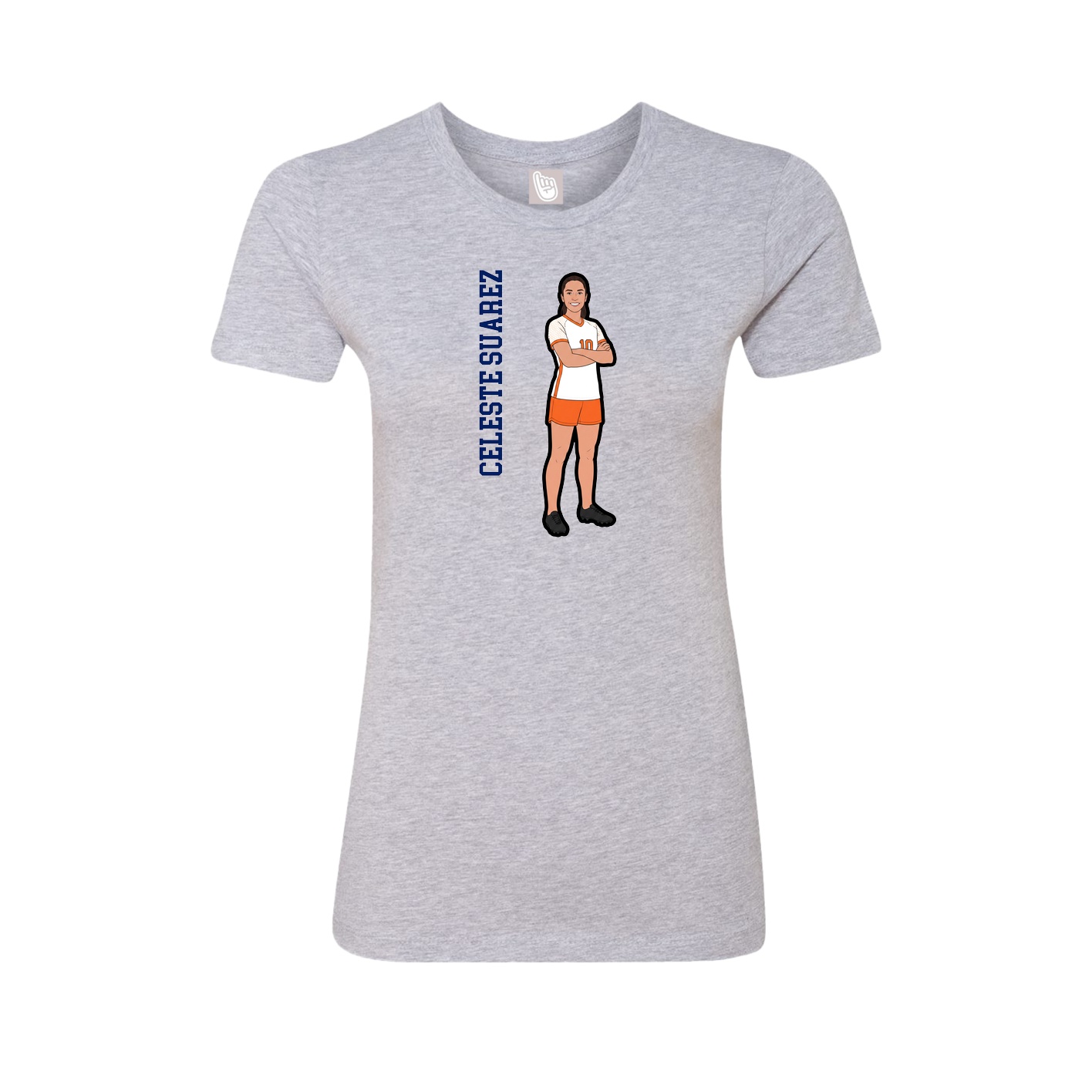 Fitted Women's Tee — Name Vertical in Grey