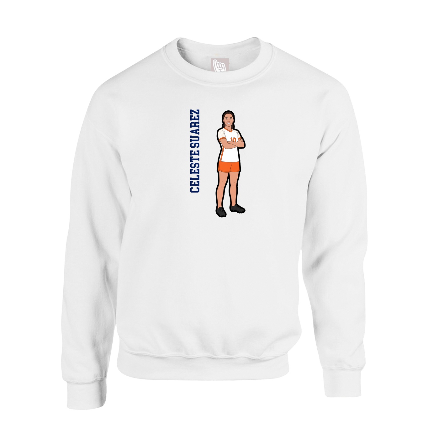 Fleece Crew — Name Vertical in White