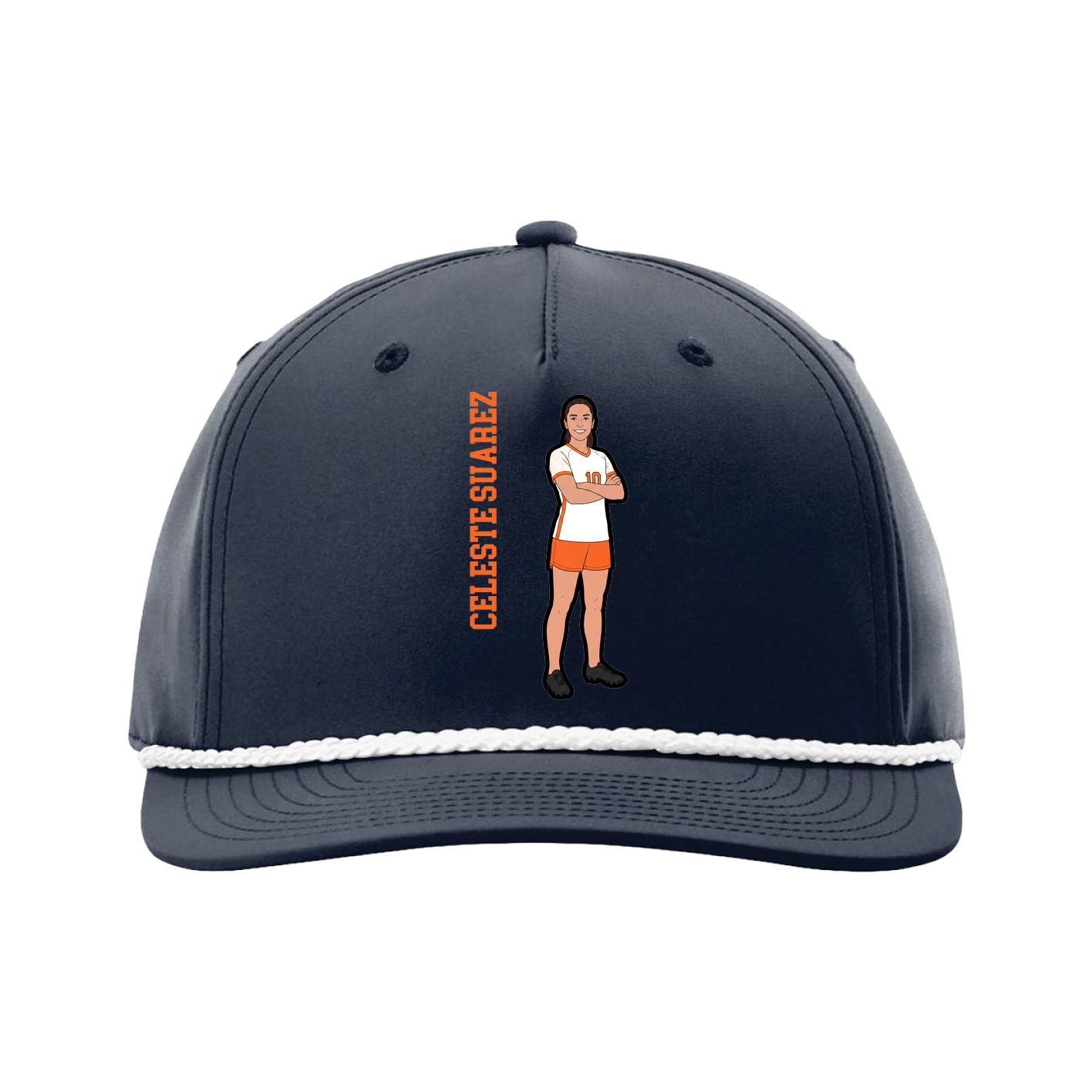 Five-Panel Classic Rope Cap — Name Vertical in Navy