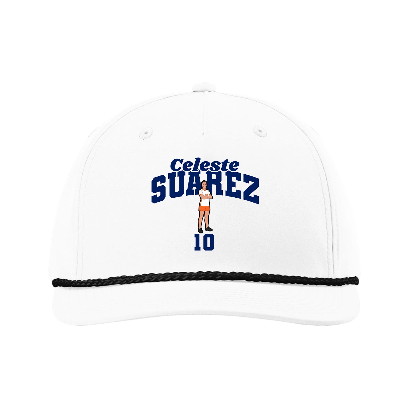 Five-Panel Classic Rope Cap — Signature Arch in White