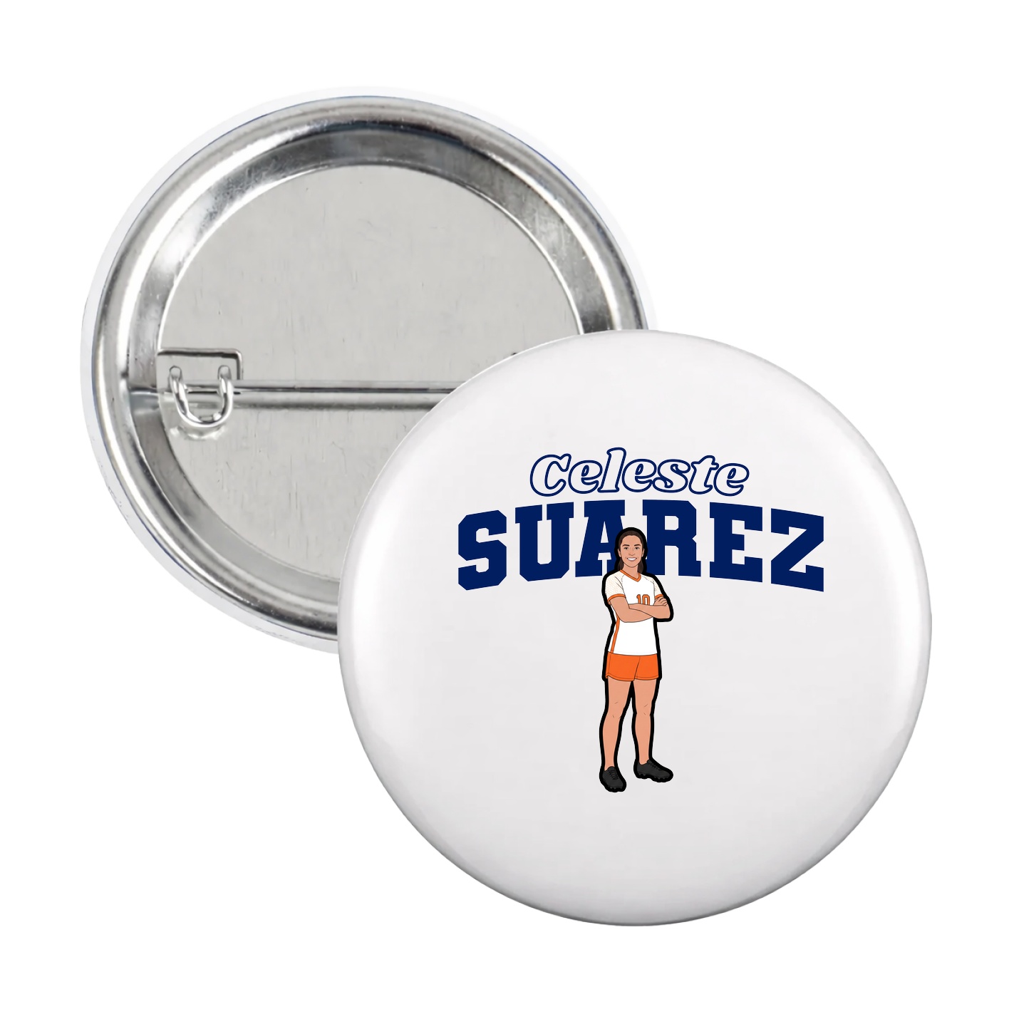 Game Day Button — Name Arch in White