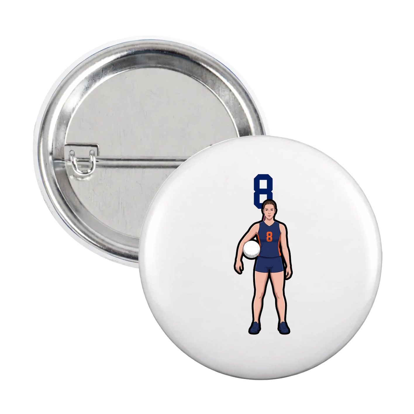 Game Day Button — Number Top in White