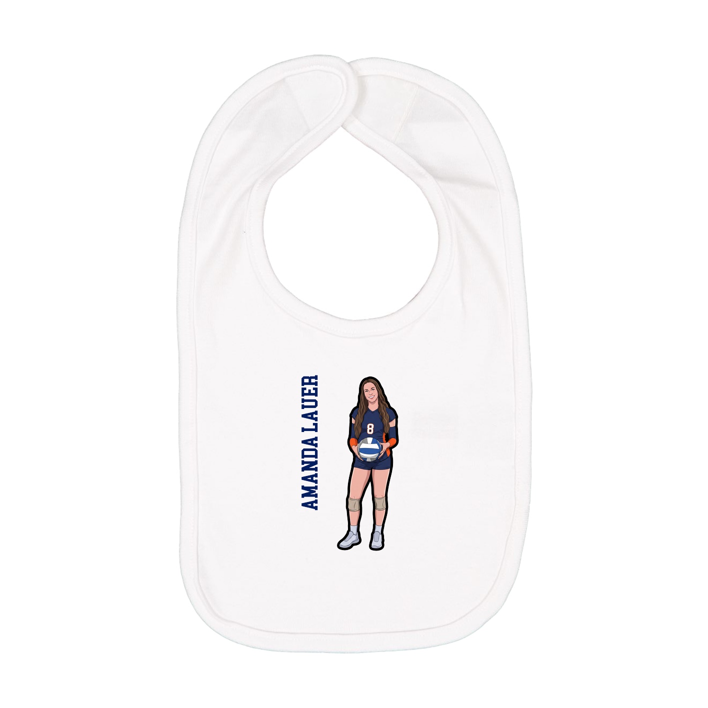 Infant Bib — Name Vertical in White