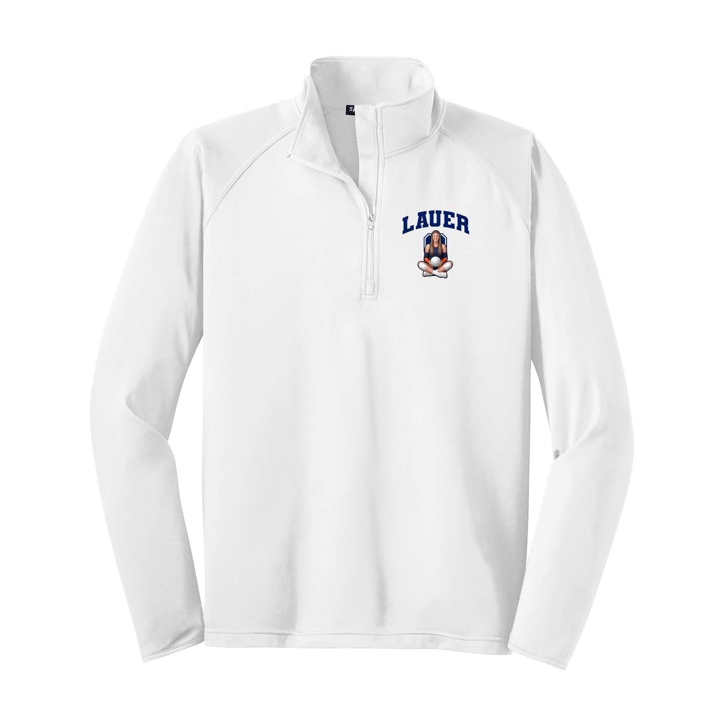 Q-Zip Pullover — Number in White