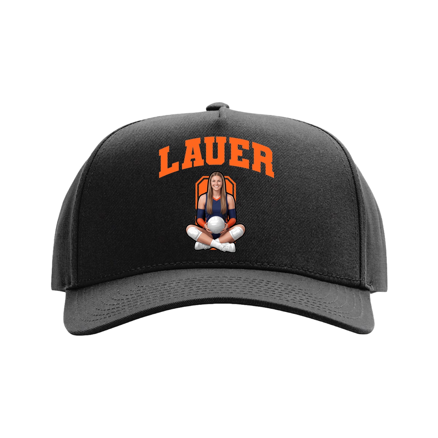 Full Fabric Five-Panel Champ Cap — Number in Black