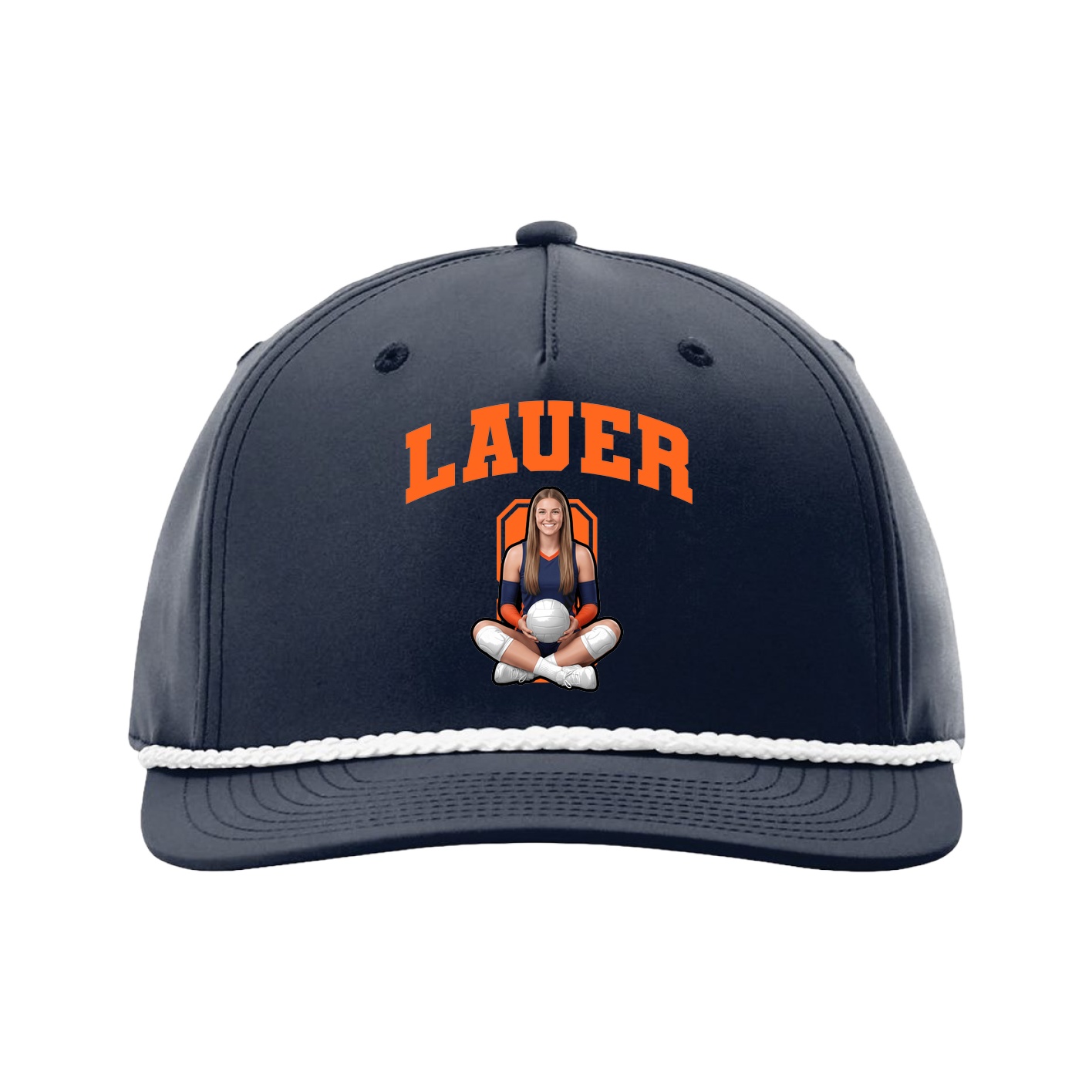 Five-Panel Classic Rope Cap — Number in Navy