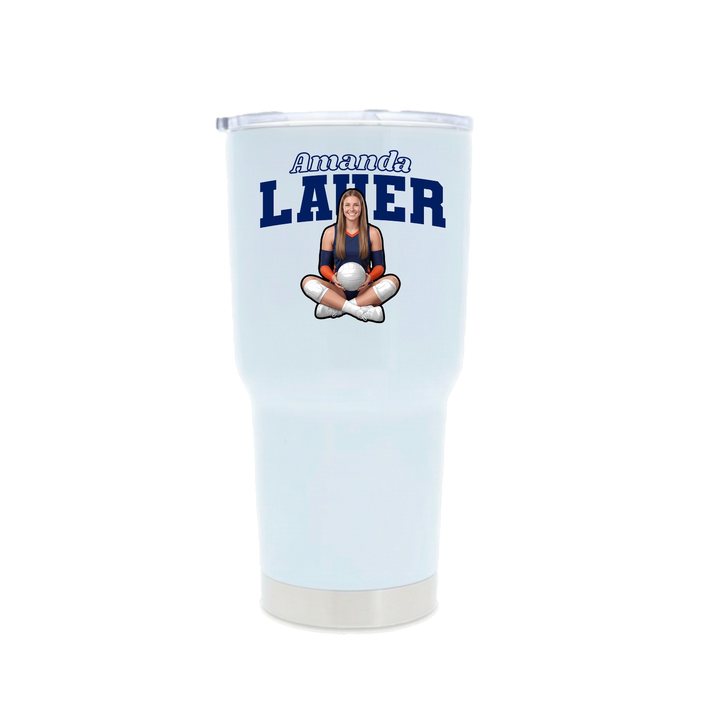 30oz Stainless Steel Tumbler — Name Arch in White