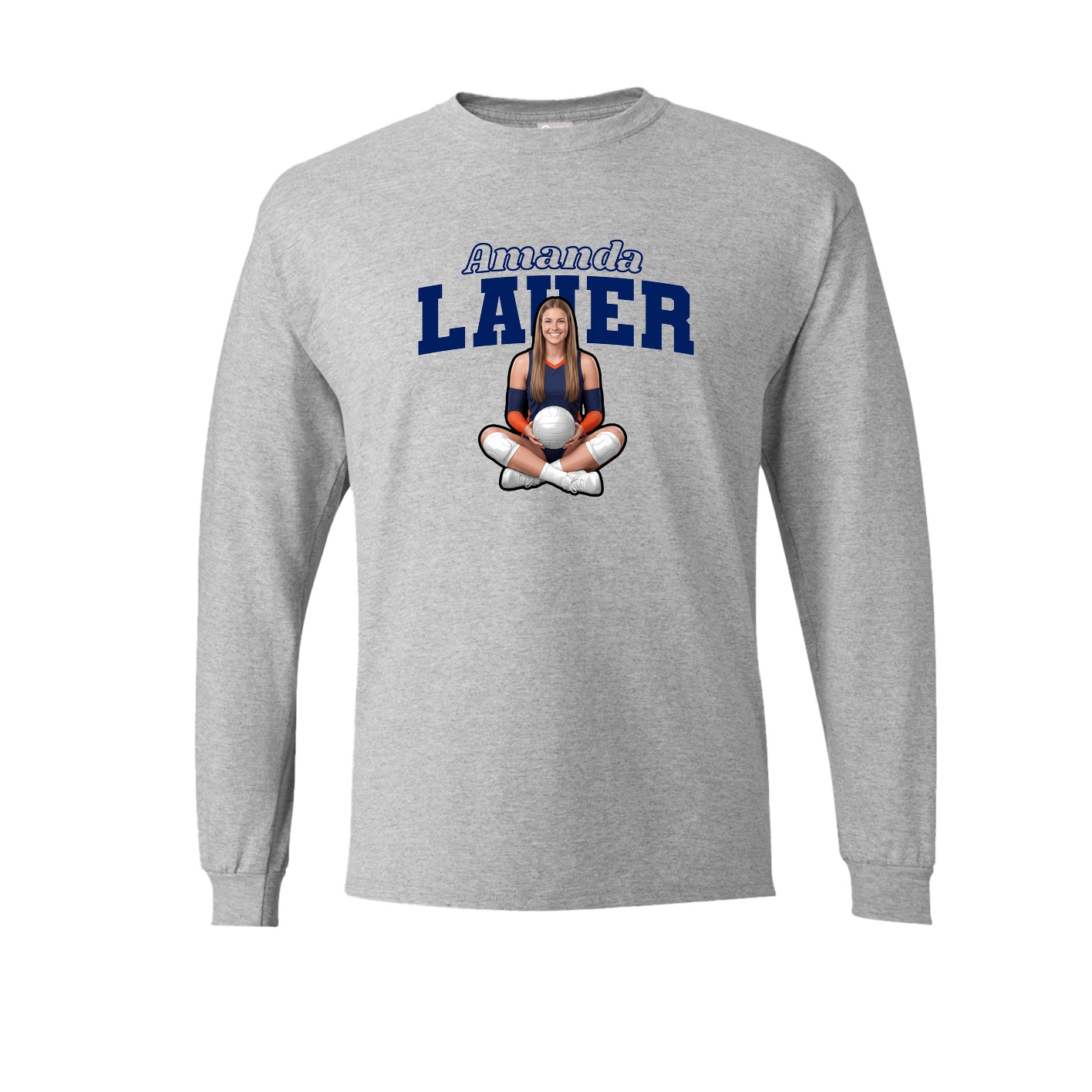 Long Sleeve Tee — Name Arch in Grey