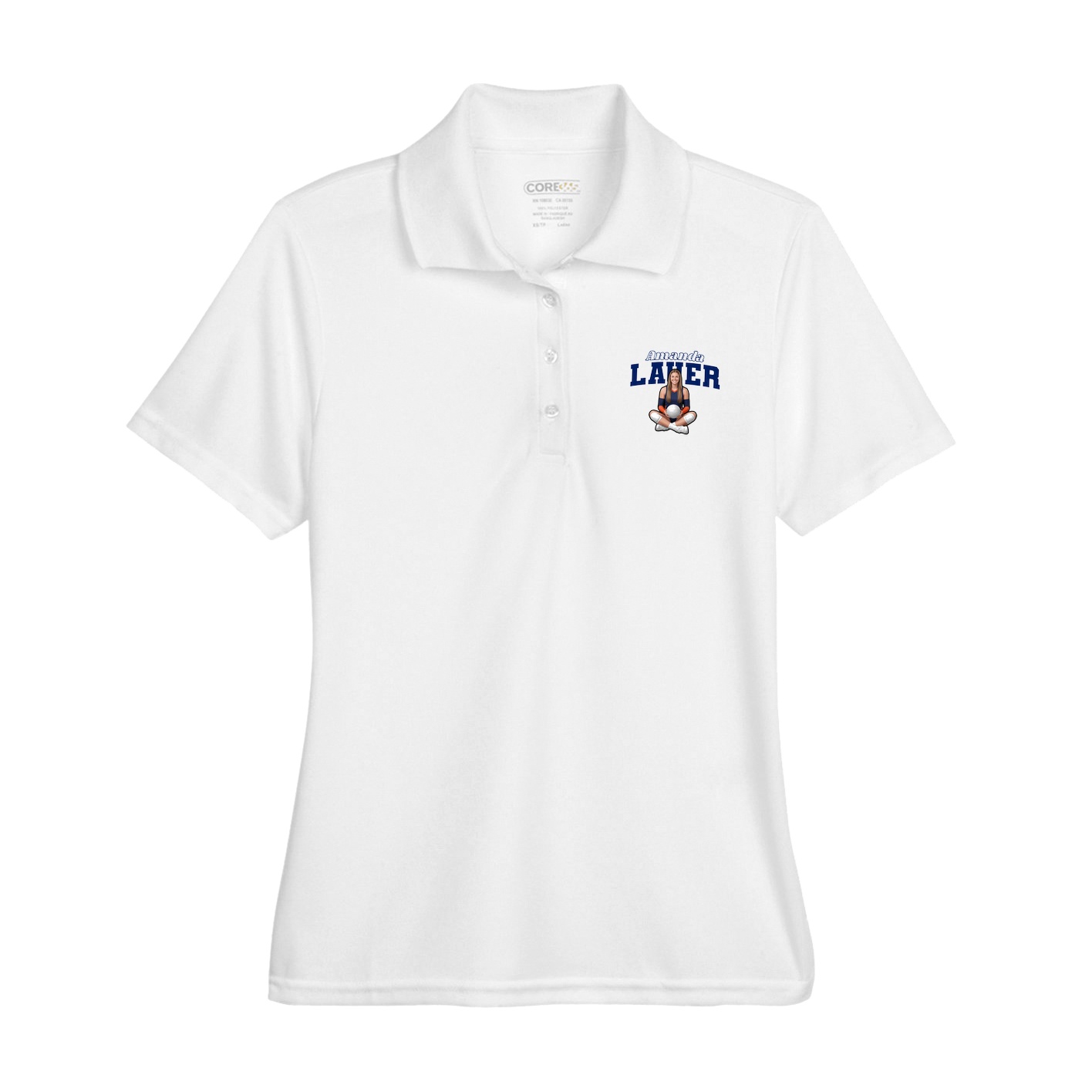 Womens Performance Polo — Name Arch in White