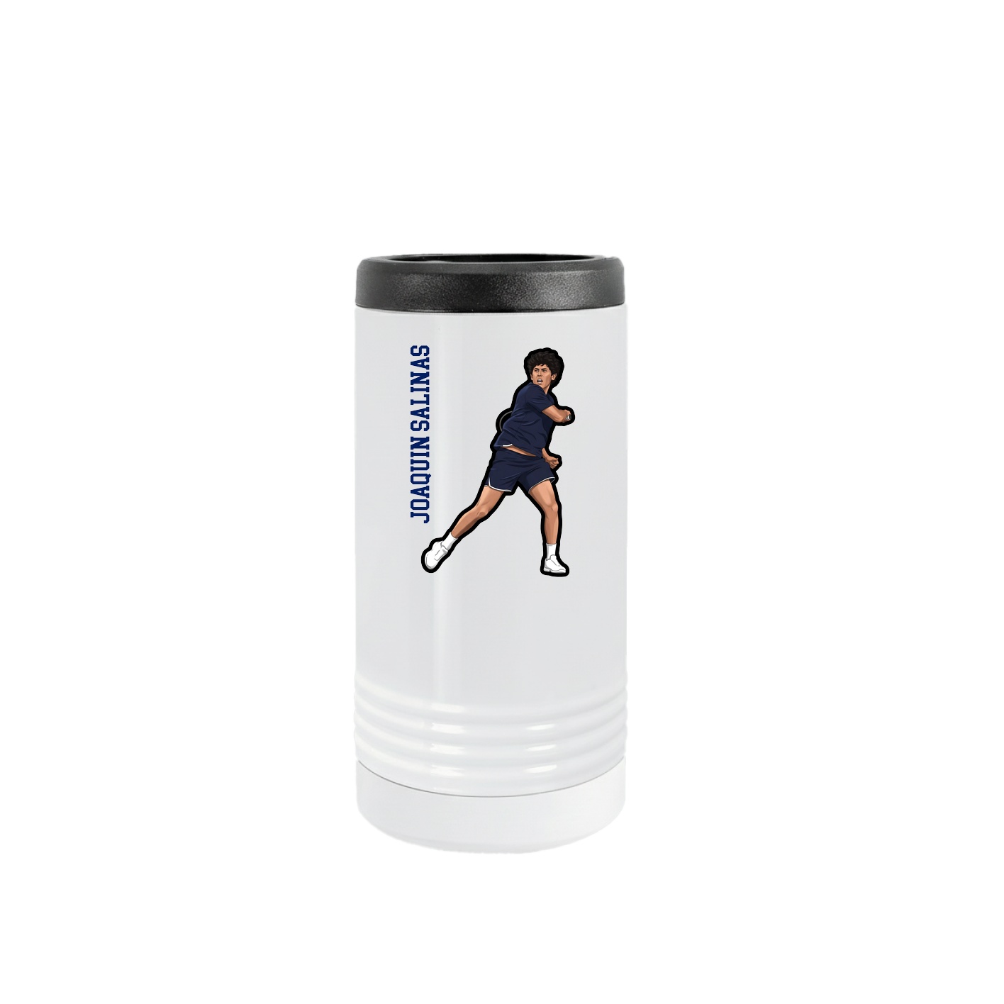Slim Beverage Holder — Name Vertical in White