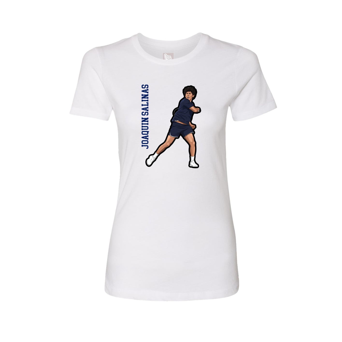 Fitted Women's Tee — Name Vertical in White