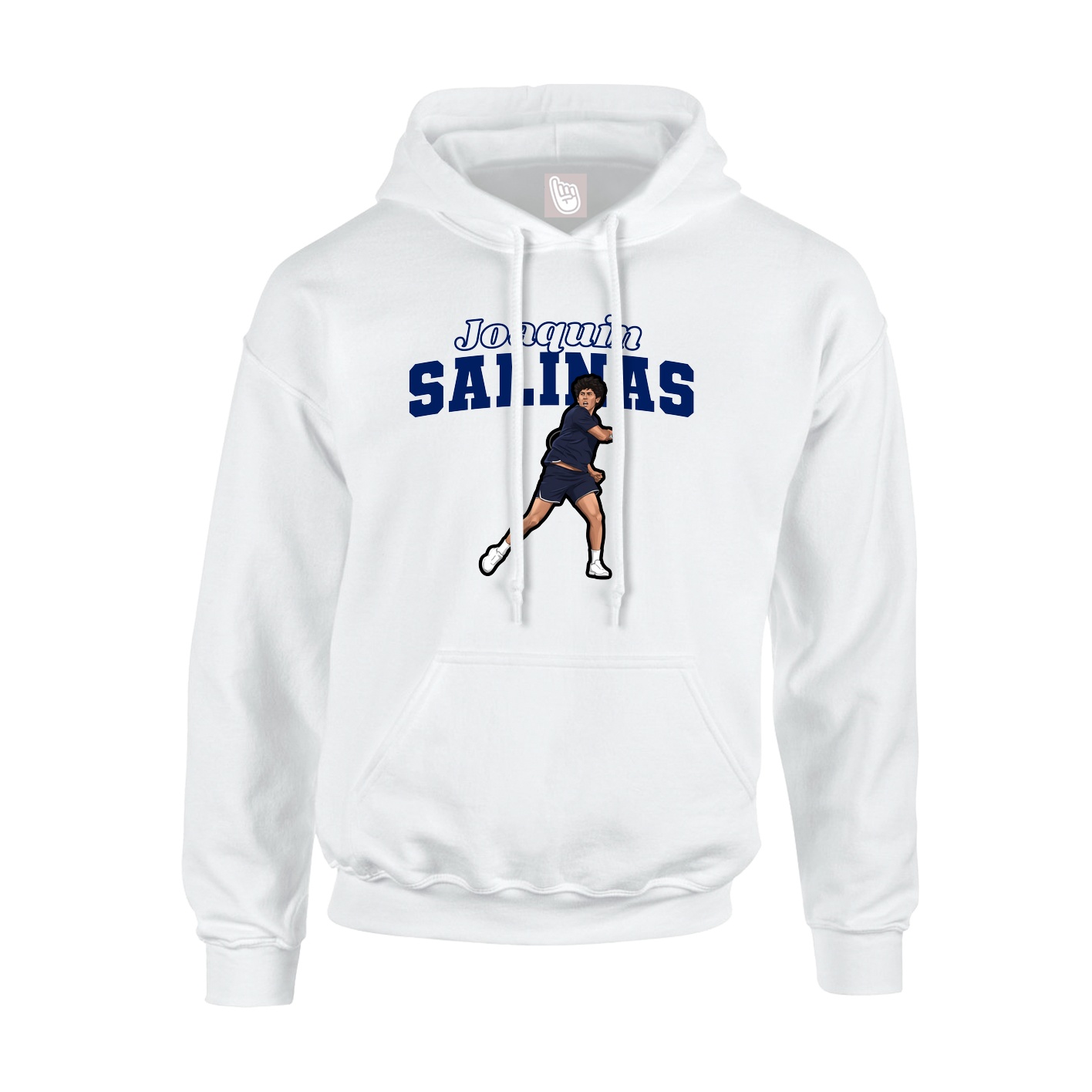 Youth Hoodie — Name Arch in White